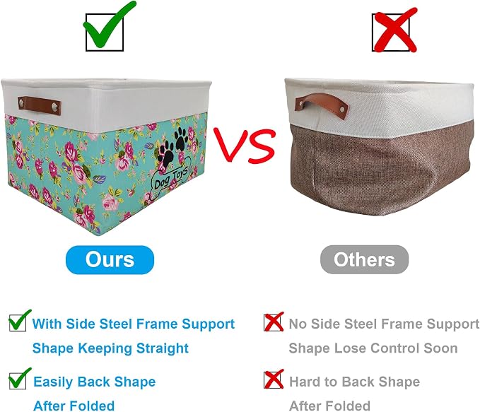 Collapsible Dog Toy Basket Foldable Dog Toy Box Bin for Pet Chew Toys Accessory - Image 7