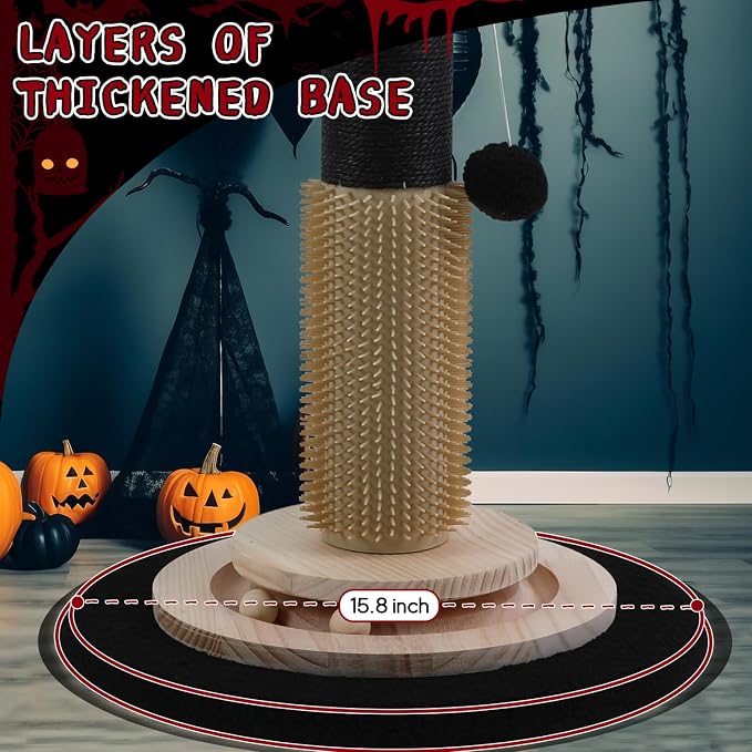 Cat Scratching Posts for Indoor Adults,45'' Tall Heavy Duty Tree Tower | 3.5'' Diameter Sisal Rope Artificial Plants Black Scratcher Interactive Ball Toys for Interior Decoration - Image 7
