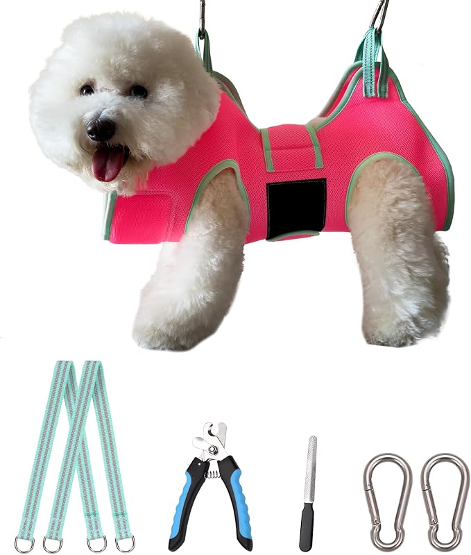 Kkiimatt Dog Grooming Hammock, Small Dog Hammock for Nail Trim, Hanging Harness for Claw Care,Grooming Sling Holder Hanger with Thick Fabric Neck Support Wide Strap Restraint by Kkiimatt