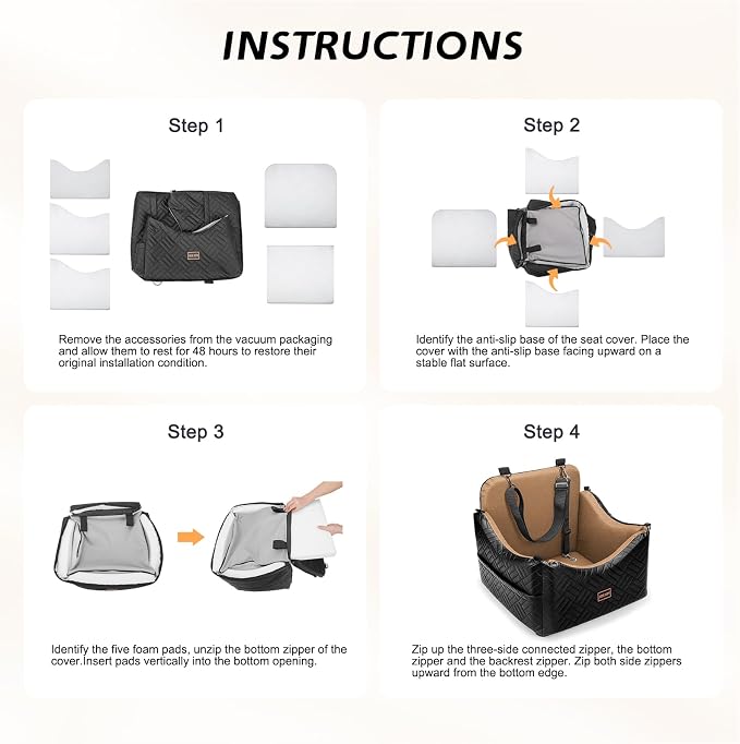 JOEJOY Dog Car Seats for Small Medium Dogs Under 35lbs, Waterproof PU Leather Dog Booster Seat with Detachable Cover, Thickened Memory Foam Pet Car Seat with Safety Belt and Storage Pockets - Image 8