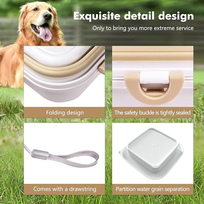 Collapsible Dog Bowls, Travel Food and Water Double Bowl for Cats & Dogs, 2-in-1 Portable BPA-Free Feeding Solution, Perfect for Traveling, Camping & Walking (L/ 100oz) - Image 4