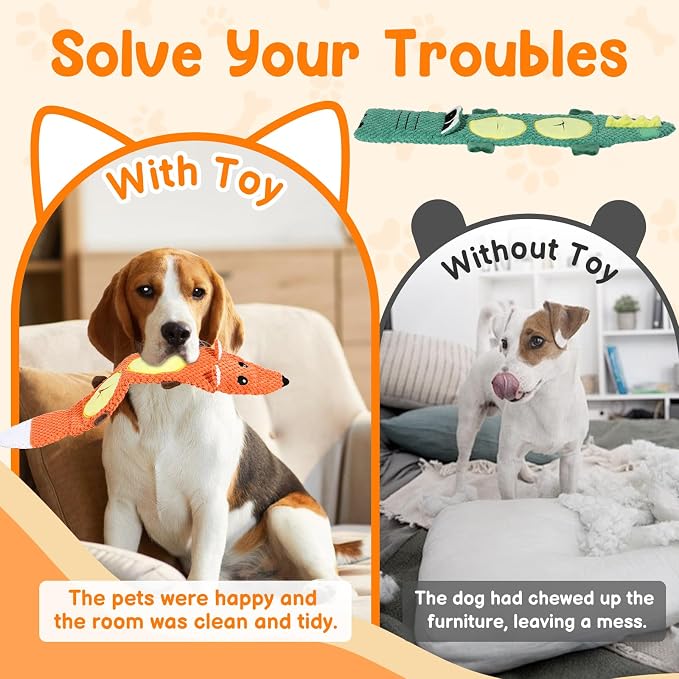 2-Pack Aggressive Chewer Toy, Squeaker & Puzzle, No Stuffing - Image 4