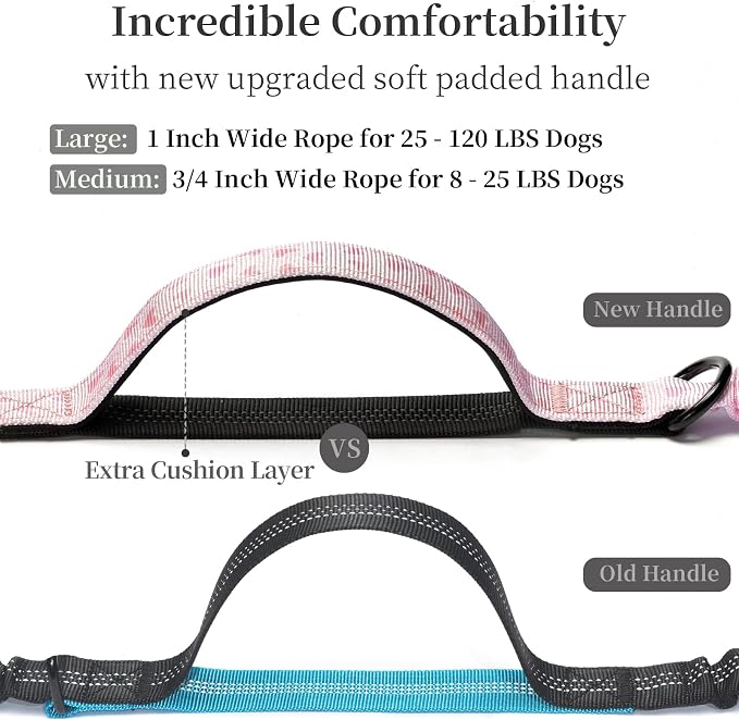 Hands Free Dog Leash with Zipper Pouch, Pink Heart, Large | Waist Leash, Dual Padded Handles, Shock-Absorbing Bungee, Adjustable Waist Belt, Walking and Running - Image 3