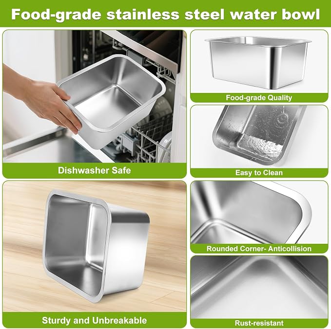 Adjustable Height Elevated Large Dog Water Bowls with Stainless Steel Bowls and Metal Stand，4-Level (8/10/12/14 Inches) Pet Bowl for Dogs for Large Medium Dogs - Durable, Easy to Clean (2gallon) - Image 4