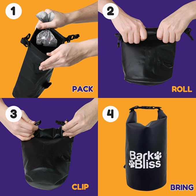 Reusable Odor Proof Dog Poop Bag Holder for Walks, Leashes, Water Resistant Wag Bags for Backpacking, Dog Hiking Bag, Black, 2L - Image 2