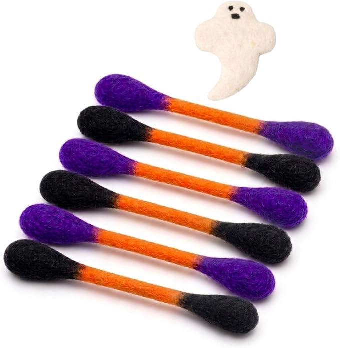 Glaciart One Halloween Cat Toys with Catnip – 7 Pack Felt Swab Cat Toys + Ghost Toy, Interactive Wool Cat Toys for Indoor Cats & Kittens, Handmade Natural Catnip Toys for Chase, Chew & Play by GlaciartOne