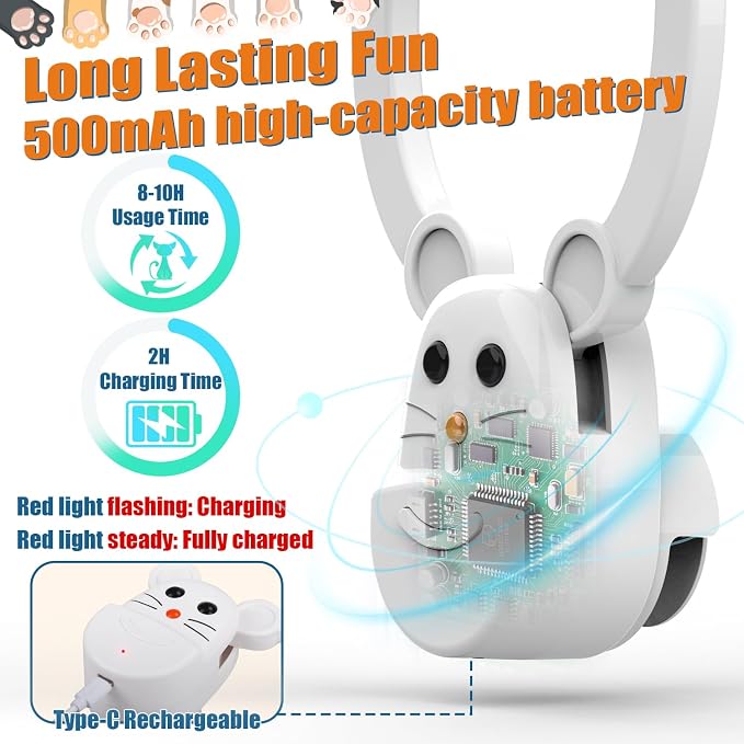 Interactive Cat Toys for Indoor Cats, Automatic Flying Bird Feather Wand Toy for Chase Exercise Enrichment, Rechargeable Durable Safe Hanging Cat Toy for Bored Kittens & Adult Cats - Image 7