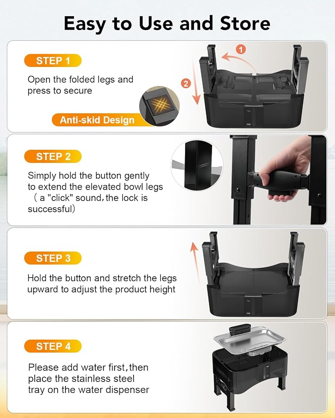 UPSKY 8.5L Elevated Dog Water Fountain with 4 Heights Adjustable, Black | Larger Dog Water Dispenser, 304 Stainless Steel Tray, 5-Layer Filtration, Anti-skid, for Senior/Large Dogs & Multi-pet Homes - Image 9