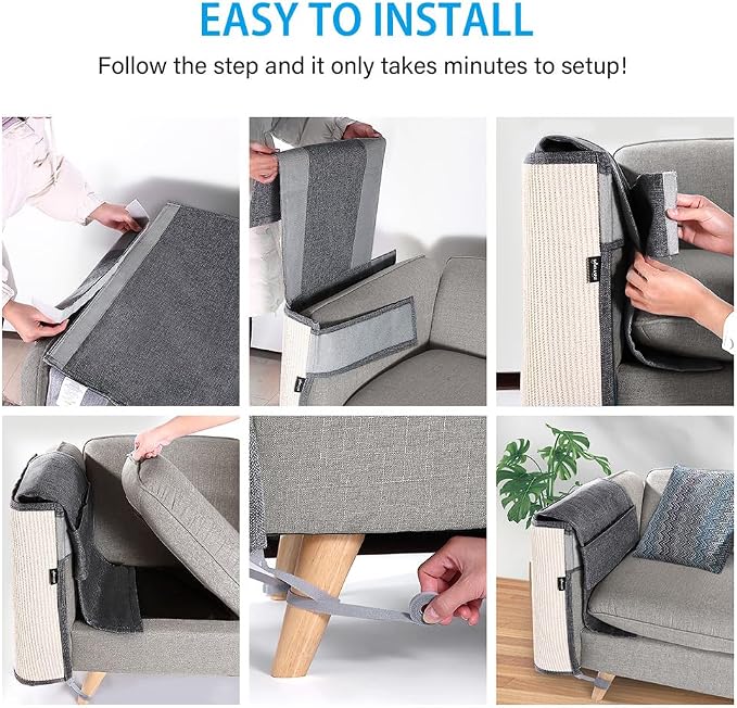 NATUYA Couch Cat Scratch Furniture Protectors from Cats-Sisal Cat Scratching Mat Furniture Guard for Sofa Cushion Chair Corner (Dark Gray, Left) - Image 6