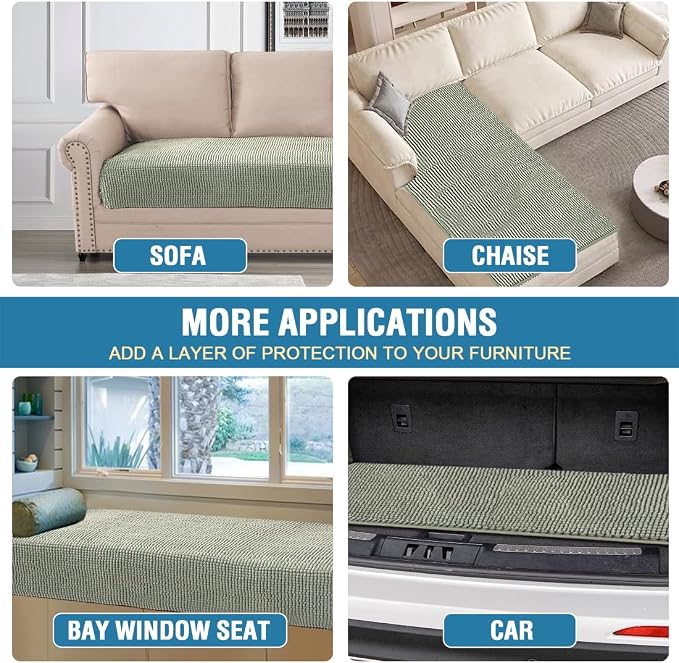 H.VERSAILTEX Plush Chenille Dog Bed Cover Thick Soft Sofa Cover for 3 Cushion Couch Anti Slip Couch Cover Furniture Protector for Dog, Pet, Cat (35" x 82", Sea Foam) - Image 6