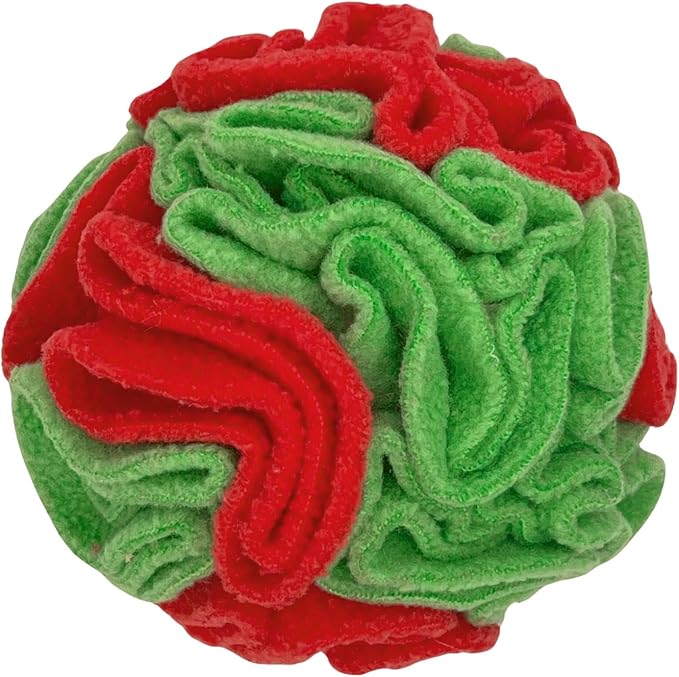 Glory To Dog Small Breed Snuffle Ball Foraging Dog Toy Christmas Green/Red | Interactive fleece snuffleball hides treats at variable depths. Engages smell & foraging instinct Machine wash 4" Small breed - Image 5