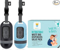 SVD.PET 2-Pack Pet Retractable Waste Bag Dispensers, Black & Columbia Blue | 2 Dog Poop Bag Holders, 60 Large Leak-proof Bags, Dog Walking Accessory by SVDPET