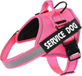 MUMUPET Service Dog Vest, No Pull & Reflective Dog Harness, Hot Pink, M | Easy Control Handle, Soft & Breathable Padding, Adjustable Fit for Small to Large Dogs, 2 Removable Patches by mumupet