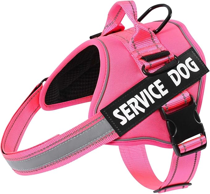 MUMUPET Service Dog Harness, No Pull & Reflective Pet Vest, Hot Pink, S | Easy Control Handle, Soft & Breathable Padding, Adjustable Fit for Small to Large Dogs, 2 Removable Patches by mumupet