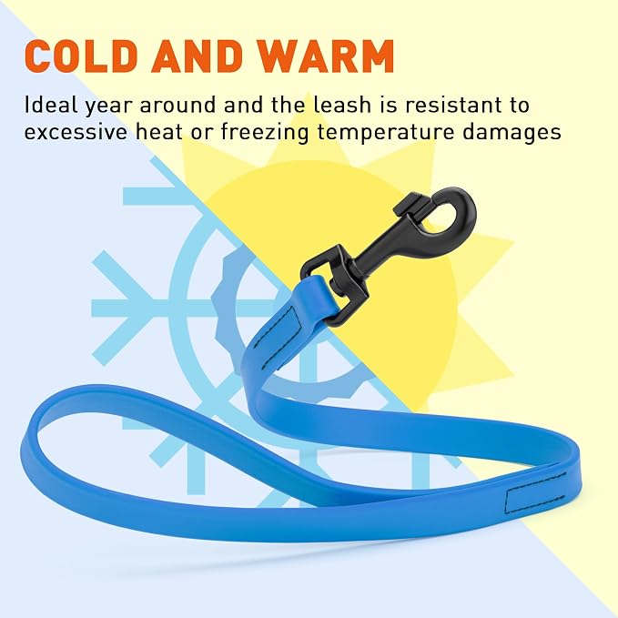 Dogline Biothane Waterproof Dog Leash Strong Coated Nylon Webbing with Black Hardware Odor-Proof Easy to Clean High Performance for Small or Large Dogs Made in USA 2 ft Lead, Cerulean Blue - Image 6