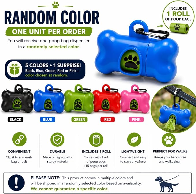 Dog Poop Bag Dispenser with Leash Clip, Portable & Leak-Proof Waste Bag Holder for Dogs, Durable Lightweight Design, Easy Pull Opening, Includes 1 Roll, Ideal for Walking & Travel. - Image 5
