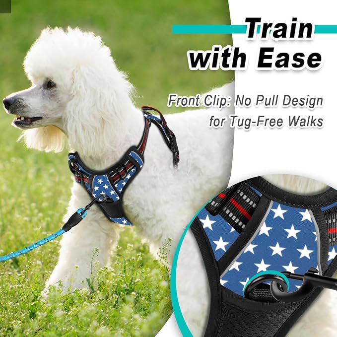 BARKBAY Dog Harness for Small Sized Dog No Pull 2 Leash Clips Dog Vest | Control Handle,Comfort,Heavy Duty,Adjustable Reflective,Perfect for Outdoor Training, Walking,Hiking(XS,Star) - Image 2