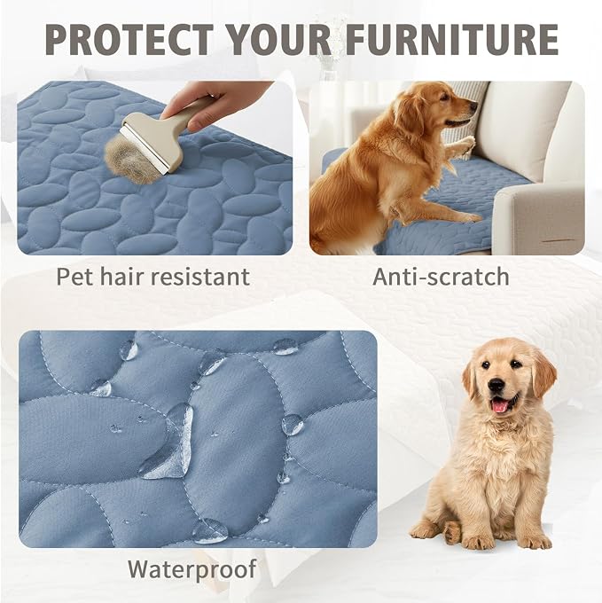 Ameritex Pet Bed Cover Dog Bed Blanket for Sofa and Furniture Waterproof New Pattern Design (40x50 Inch, Light Blue) - Image 2