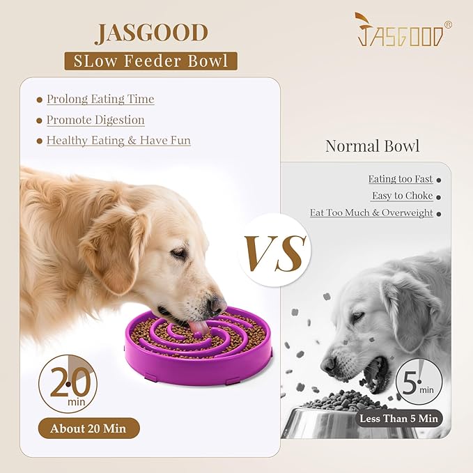 JASGOOD Slow Feeder Dogs Bowl for Large Medium Dogs,Anti-Gulping Pet Slower Food Feeding Bowls Stop Bloat,Preventing Choking - Image 2