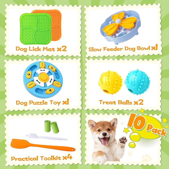 Forfon Slow Feeding Enrichment Set with Lick Mat & Puzzle Toy | Multi-Level Challenge, Mental Stimulation,Healthy Eating Habits,Puzzle Solving,Treat Play - Image 2