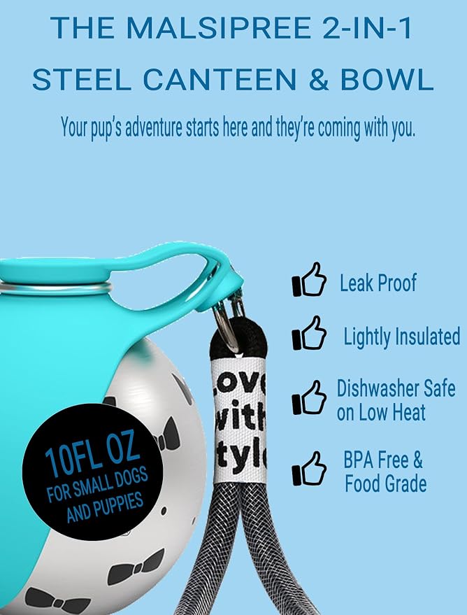 Portable Dog Water Bottle for Small Dogs: 285ml 2-in-1 Insulated Compact Leak-Proof Stainless Steel Round Water Dispenser with Collapsible Bowl for Daily Walks, Short Hikes & Travel - Image 8