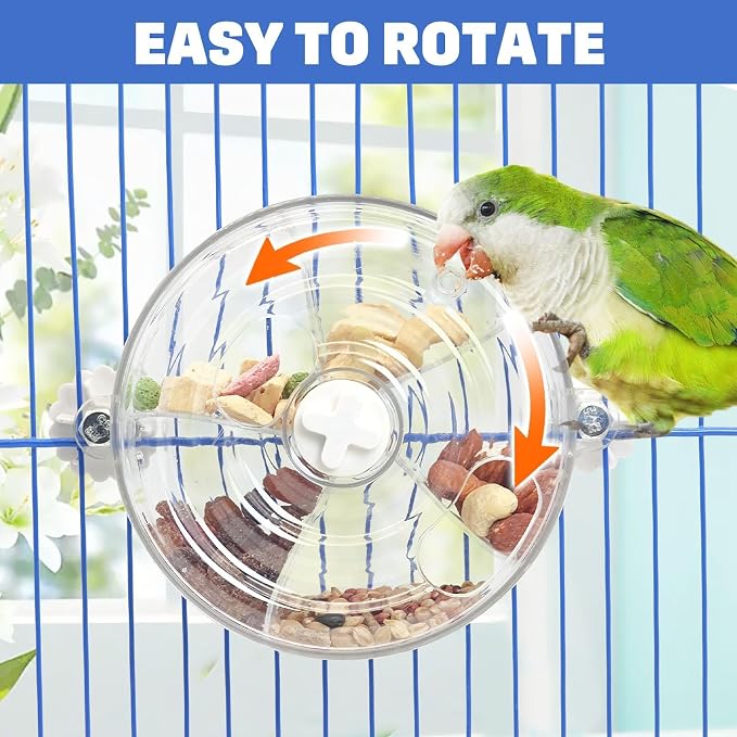 BNOSDM Bird Foraging Toy Creative Feeder Systems with Seed Food Rotating Wheel for Enrichment & Training Parrot Puzzle Toys Ideal for Small and Medium Cockatiel Parakeet ConureWhite - Image 9