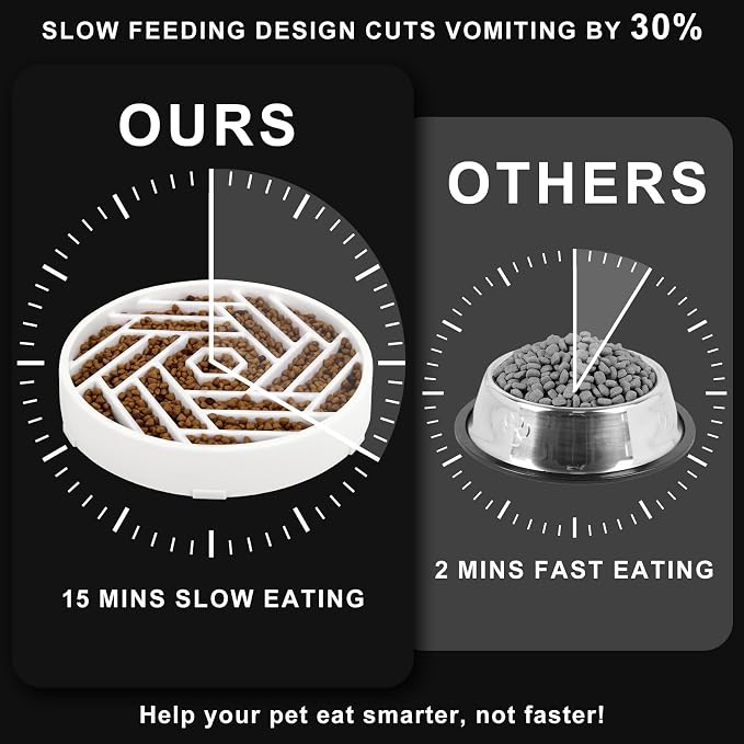 TOBYTO Slow Feeder Dog Bowls Large Medium Breed,Anti-Choking Slow Eating Dog Food Bowl,Non Slip Pet Slower Food Feeding Bowls Large Puzzle Slow Feeder Bloat Stop Maze Dog Dishes,White - Image 4