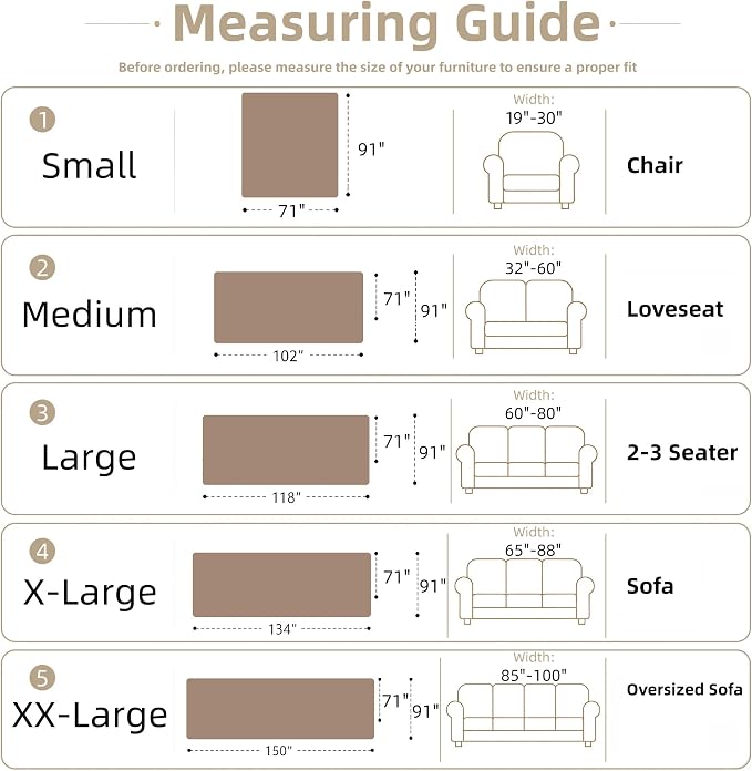 Couch Cover for Dogs Washable Sofa Cover, Sectional Couch Covers, Sofa Covers for 2 Cushion Couch, Non Slip Stripe Sofa Slipcovers Furniture Protector (Quicksand White 91x102) - Image 2