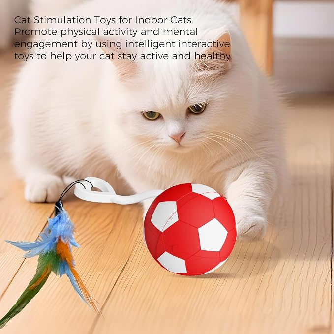 VIWIK Interactive Cat Toys for Indoor Cats, Automatic Motion Activated Kitten Ball Toy, Moving Stimulation Cat Toys for Bored Indoor Adult Cats, Low Noise Fast Rolling Moving Ball Red - Image 7