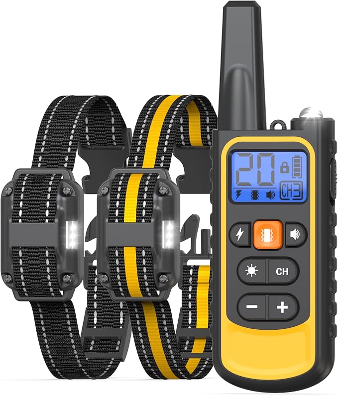 Dog Shock Collar 2 Pack, Rechargeable Dog Training Collar with Remote for Large Medium Small Dogs, 3300FT Waterproof Shock Collar with Beep Vibration and Shock Modes by Doparet