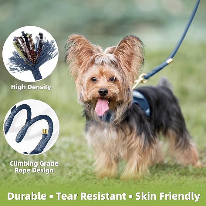 5FT Dog Leash 5/16 inch Puppy Cat Rope Lead | Prussian Blue, with Anti-tangle Swivel Clip, Comfortable Non-slip Grip Handle, Ideal for Daily Walks, for Small Medium Dogs - Image 4