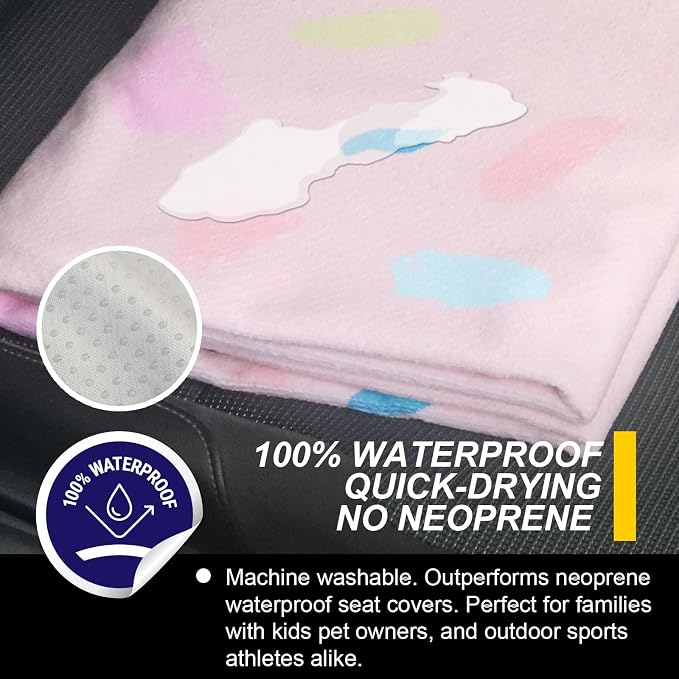 Back Seat Cover for Car Trucks Van SUV Jeep,Waterproof Rear Bench Towel Seat Covers for Kids,Automotive Backseat Protector (Pink Marbling) - Image 3