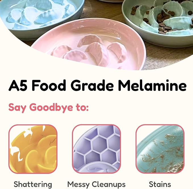 Slow Feeder Cat Bowl with Stand - Unbreakable Elevated Slow Feeder Bowl for Cats - Melamine Puzzle Raised Cat Food Bowl - Whisker Friendly & Wet & Dry Food- Dishwasher Safe & Non Slip (Pink - Image 4