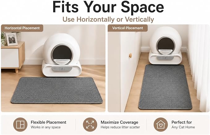 PAW BALLET Cat Litter Mat, Double-Layer Honeycomb Litter Trapping Mat, Waterproof & Non-Slip EVA Cat Litter Box Mat, Extra Large 35.5 × 23.5 Inches - Image 3