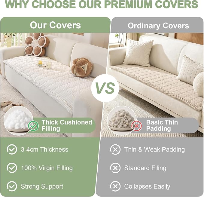 OstepDecor Couch Cover for Dogs, Washable Non Slip Sofa Cover for Pets | Soft Couch Covers for Sofa, Loveseat and Sectional, Furniture Protector Against Pet Hair & Dirt (27.6" x 82.7", White) - Image 7