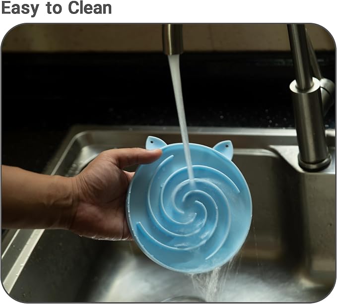 Bifeaw Slow Feeder Cat Bowl, Easy to Clean Silicone Bowl, Ideal for Dry and Wet Food (Green and Blue) - Image 7
