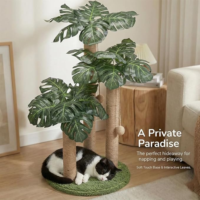 LEMONDA 31.5Inch Cat Scratching Post,Cat Scratcher Tree with 3 Scratching Poles & 2 Interactive Dangling Balls,Cats Scratching Posts for Indoor Kitten & Adult Cats | Cat Scratcher Tree, Cat Scratching Posts,3 Scratching Poles,2 Interactive Dangling Bal... - Image 6