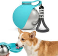 Dog Water Bottle Portable, 2 in 1 Stainless Steel 10oz Dog Water Bowl, Blue | Leak-Proof Pet Water Dispenser for Small & Medium Dogs, Pet Drinking Holder for Walking Hiking Outdoor Activities by FORFAXE