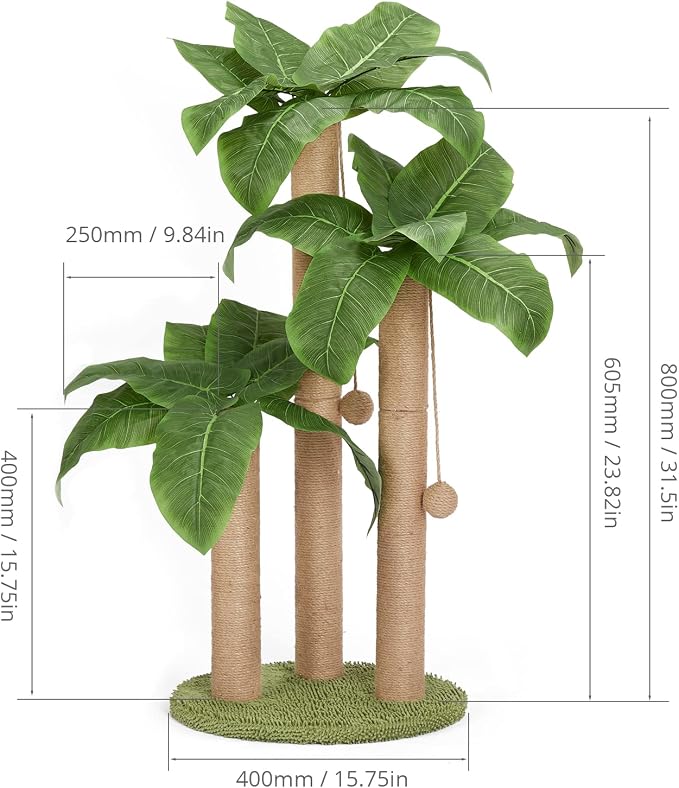 LEMONDA 31.5Inch Cat Scratching Post,Cat Scratcher Tree with 3 Scratching Poles & 2 Interactive Dangling Balls,Cats Scratching Posts for Indoor Kitten & Adult Cats | Cat Scratcher Tree, Cat Scratching Posts,3 Scratching Poles,2 Interactive Dangling Bal... - Image 3