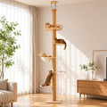 5 Level Floor to Ceiling Cat Tree,50-120in Adjustable Height Tall Cat Tower | Space-Saving Design, Heavy Duty Plywood Cat Pole with Jump Platform, Hammock & Capsule by Unknown