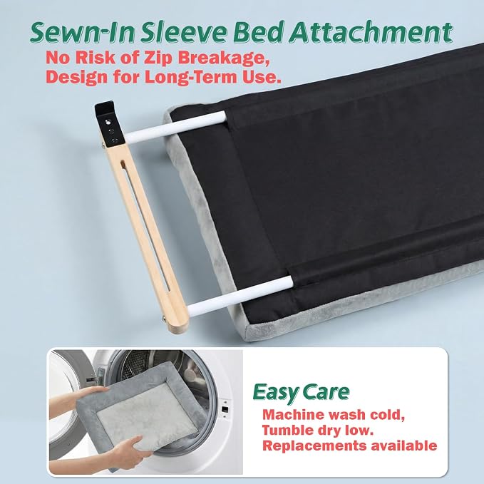 Zakkart Cat Perch for Window Sill with Bolster - Orthopedic Hammock Design with Premium Hardwood & Robust Metal Frame - Cat Window Seat for Large Cats and Kittens - Natural Color Wood Brown Bed, 24''W - Image 3