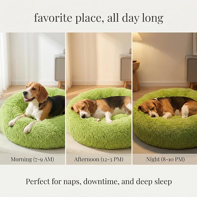 nononfish Cozy Donut Dog Bed,Plush Round Calming Pet Bed | Cozy round donut pet bed designed for comfortable daily sleeping. - Image 6