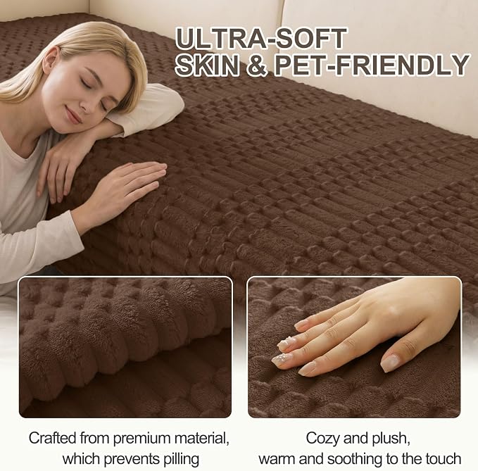 Smiry Waterproof Couch Covers for Dogs Washable, Non Slip Pet Sofa Cover | Plush Scratch Resistant Flannel Furniture Protector for Dogs, Chocolate, 36" x 63" - Image 5
