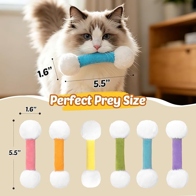 CiyvoLyeen Plush Cotton Swab Catnip Toys for Indoor Cats 6 Pack | Cat Chew Kicker Toys, Boredom Relief, Interactive Play, Soft Durable Plush with Catnip, Funny Gift for Cat Lovers & Kitten - Image 3
