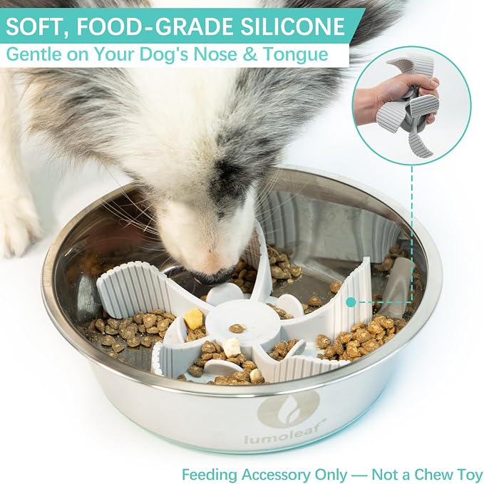 LumoLeaf 2 Pack Slow Feeder Dog Bowl Inserts, Cuttable Silicone Dog Slow Feeders with Suction Cups, Soft Slow Eating Feeder for Dry & Wet Food, Fits Regular & Elevated Bowls, Small Medium Large Dogs - Image 6