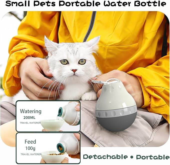 Dog Travel Water Bottle Detachable Bowl Leak Proof Portable ，Silicone Bottle Body，Collapsible and Suitable for Small Pets for Outdoor Walking, Hiking, Travel (Gray, 200ml) - Image 3
