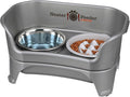 Neater Feeder Express Mess Proof Dog Bowls Elevated for Medium and Large Breed – Made in USA – No Spill Raised Slow Feeder Elevated Dog Bowl Stand, Slow Feed Food and Water Bowl Set, Grey by NeaterPets