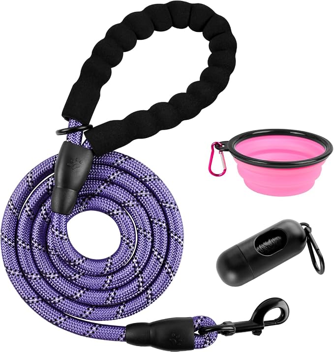 BARKBAY Dog Leashes for Large Dogs Heavy Duty Dog Leash 4/5/6 FT with Comfortable Padded Handle and Highly Reflective Threads for Medium Large Dogs Walking Training Running (6FT-1/2'',Purple) by BARKBAY
