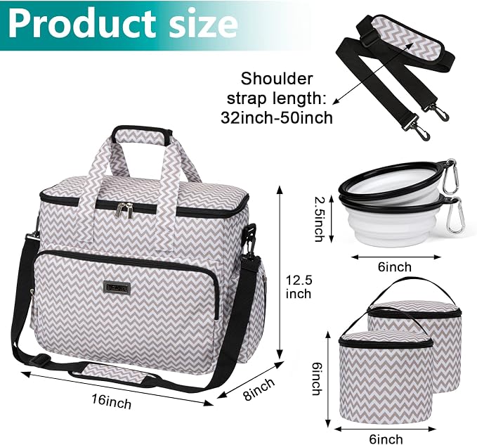 BAGLHER Dog Travel Bag, Pet Travel Bag (ALL Pet Travel Supplies), With 2 Pet Food Containers and 2 Collapsible Silicone Bowls; Essential Kits for Pet Travel BLW - Image 3
