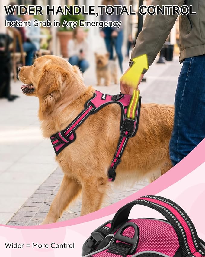 Joytale No Pull Dog Harness & Seat Belt, Easy On 3-Buckle, S, Hot Pink | Front Clip Reduces Pulling, Escape-Resistant Design, Adjustable Fit, Soft Padding for Comfort, Secure Tether for Safer Travel - Image 5